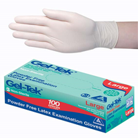 Geltek FTU FIRST TIME USER PROMO Latex Exam Gloves Powder Free AS/NZ Biodegradable Polymer Coated Textured Cream Large 100/Bx, 1000/Ctn Carton