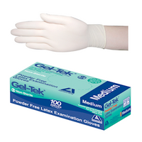 Bulk Buy Deal for 780 Boxes, Geltek Latex Exam Gloves Powder Free AS/NZ Biodegradable Polymer Coated Textured Medium Cream, 100/Box Each