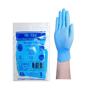 Out of Date Ni-Tek Nitrile Gloves, ASTM, Powder Free, EN374, 5.0g, Large, Blue, 2/Bag Price Discounted, While Stocks last Bag
