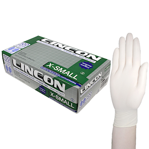 Lincon Biodegradable Latex Examination Gloves, ASTM, Powder Free, Large, Cream Colour, HACCP Grade, 100/Box Box