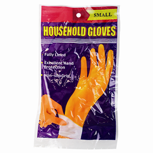Household Flocklined Rubber Gloves, Size 6.5 - 7.0, Small, Pink, Pair Pair