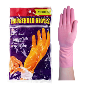 Household Flocklined Rubber Gloves, Size 6.5 - 7.0, Small, Pink, Pair Pair