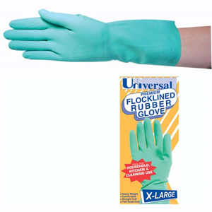 Universal Flocklined Rubber Gloves Unscented
