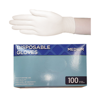Latex Gloves, Powder Free, Polymer Coated, Textured, Non-Sterile, Medium, 100/Box Box