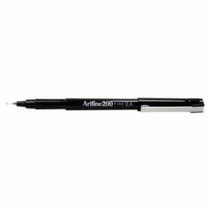 Artline 200 Fineliner, 0.4mm, Fine Point, Black, 12/Box Box
