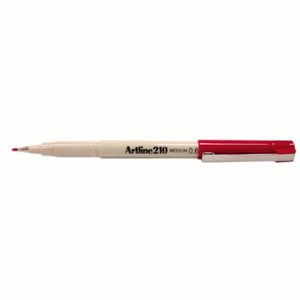 Artline 210 Fineliner Pen, 0.6mm, Medium Point, Red, 12/Pack Box