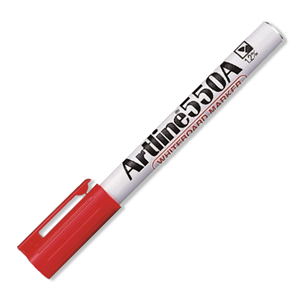 Artline 550A Whiteboard Marker, Bullet Point, 1.2 mm, Red, Each Each
