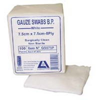 100 Packs Livingstone Gauze Swabs 7.5 x7.5 cm x 8Ply, Non-Sterile, Surgically Clean, 100/Pack Deal