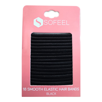 Sofeel Smooth Hair Tie, Black, Elastic Bands, 18/Card Card