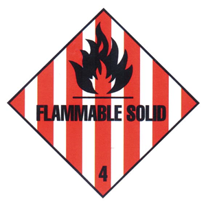 Sticker Class 3 'Flammable Solid' Biodegradable Paper, 50x50mm, 250/Roll Roll