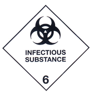 Sticker Class 6 'infectious Substance' Pap 100x100mm 250/rl Roll