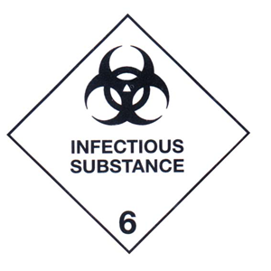 Sticker Class 6 'infectious Substance' Pap 100x100mm 250/rl Roll