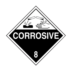 STICKER CLASS 8 'CORROSIVE' PAPER 100X100MM 500/RL Roll