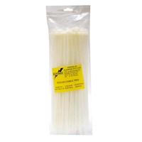 El Power Nylon Cable Zip Ties, 300mm, White, 100/Pack Pack