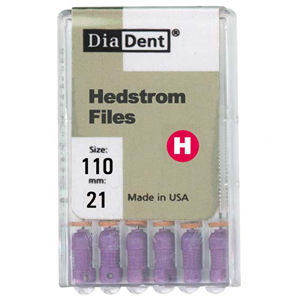 Diadent H-Files, 21mm, No. 08, Stainless Steel, Colour-Coded, 6/Pack