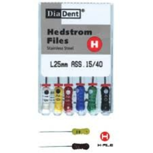Diadent H-Files, 21mm, No. 08, Stainless Steel, Colour-Coded, 6/Pack