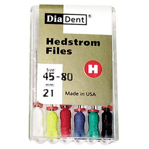 Diadent H-Files, 21mm, No. 08, Stainless Steel, Colour-Coded, 6/Pack