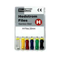 Diadent H-Files, 25mm, No. 10, Stainless Steel, Colour-Coded, 6/Pack