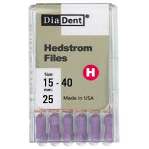 Diadent H-Files, 25mm, No. 10, Stainless Steel, Colour-Coded, 6/Pack