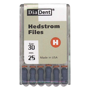 Diadent H-Files, 25mm, No. 10, Stainless Steel, Colour-Coded, 6/Pack