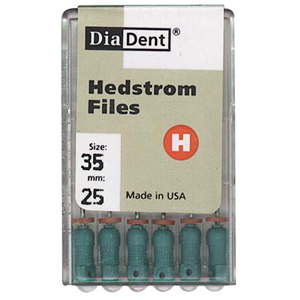 Diadent H-Files, 25mm, No. 10, Stainless Steel, Colour-Coded, 6/Pack