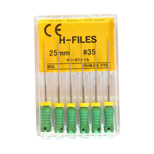 H-Files, 25mm, No. 35, Stainless Steel, Colour-Coded, 6/Pack