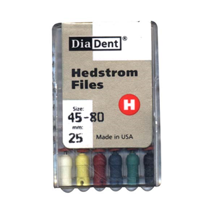 Diadent H-Files, 25mm, No. 10, Stainless Steel, Colour-Coded, 6/Pack