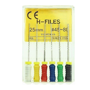 H-Files, 25mm, No. 35, Stainless Steel, Colour-Coded, 6/Pack