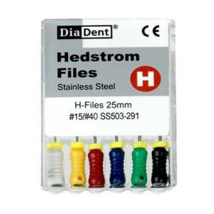Diadent H-Files, 25mm, No. 10, Stainless Steel, Colour-Coded, 6/Pack