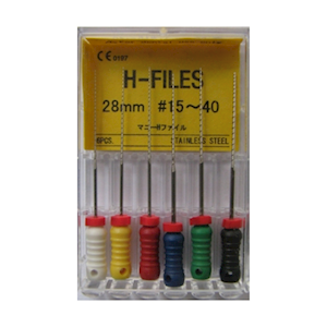 H-Files, 28mm, No. 08, Stainless Steel, Colour-Coded, 6/Pack