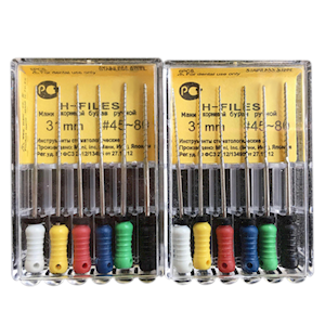 H-Files, 31mm, No. 20, Stainless Steel, Colour-Coded, 6/Pack