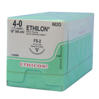 662G Ethilon Nylon Suture, Size 4-0, Length 18", Black Monofilament, FS-2 Needle, Reverse Cutting, Non Absorbable, 12/Box Box
