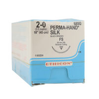737G Silk 2/0 X-1 Circle 45cm. Black Braided 12/Box Box