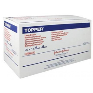 Out of Date, Topper Drain Sponge Swab, 5 x 5 cm Sterile, 5/Pack, 20/Box, Original Unopened Condition, Price Discounted, While Stocks last Box