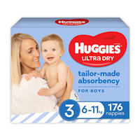 Huggies Ultra Dry Nappies, Boys, Size 3 (6-11kg), 176 Pieces/Pack Pack