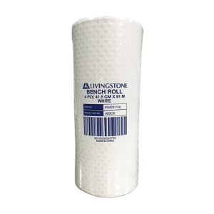 Livingstone Bench Roll, 4-Ply, 41.5cm x 91m, with Polyethylene Recyclable Plastic Lining, White, Single Roll Roll
