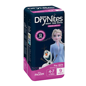 Huggies Dry Nites Pyjama Pants,17 - 30kg,4 - 7 Years Old, Girl, 9 Pieces/Pack, 3 Packs/Carton