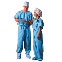 Halyard Scrub Shirt, 3 Layers SMS Fabric, Blue, Medium, Each Pack
