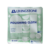 Livingstone Polishing Cloth 40 x 40cm, Reusable, Lint Free, Light Green, 6 Pieces/Pack, Loose
