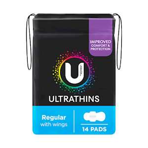 U By Kotex Ultrathins Pads, Regular with Wings, 14 Pcs/Pack