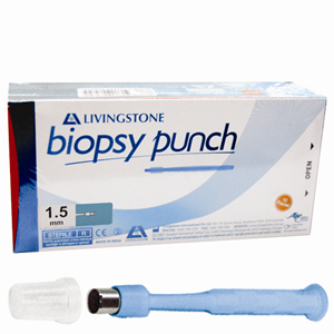 Out of Date, Livingstone Biopsy Punch, with Stainless Steel Cutting Edge, Sterile, 1.5mm, 10/Box, Price Discounted While Stocks last Box