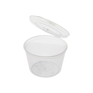 Livingstone Round Take-Away Container with Hinged Lid, 4oz or 110ml, Recyclable Plastic, BPA Free, Clear, 1000 Pieces/Carton Carton