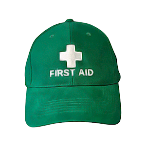 Livingstone First Aid Personnel Cap, Green, Embroidered, with First Aid words in White, Each