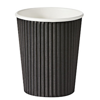 Livingstone Corrugated Paper Cup 177ml or 6oz, Hot & Cold, Biodegradable, Double Wall, Black, 25 Pieces/Pack, 20 Packs/Carton, 500/Carton Carton