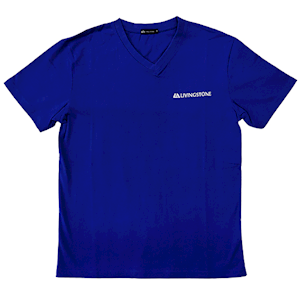Livingstone V-Neck T-Shirt, 100pct Cotton, 45+ Thread Count, 220GSM Yarn Weight, Large, Navy Blue, Each Each