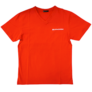 Livingstone V-Neck T-Shirt, 100pct Cotton, 45+ Thread Count, 220GSM Yarn Weight, Extra Large, Red, Each Each