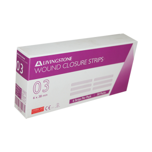 Out of Date, Klosure-Strip Livingstone Reinforced Wound Skin Closure Strips, No.3, 6 x 38 mm, 6/Pack, Price Discounted, While Stocks last Pack