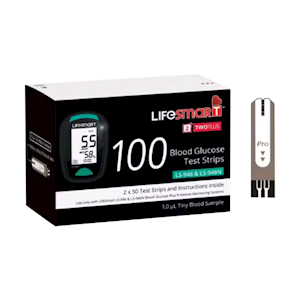 LifeSmart Two Plus Blood Glucose Test Strips, 100 Pieces/Pack Pack