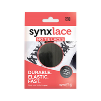 Synxlace No Tie Laces, Length: 1.25m, Black, Each