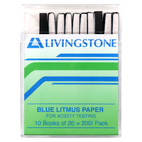 Livingstone Litmus Biodegradable Paper Blue for Acidity Testing, 10 Books of 20 Tests, 200 Tests/Pack Pack
